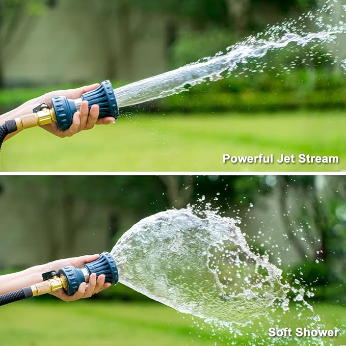 FANHAO Fireman Style Water Hose Nozzle, High Pressure Adjustable Sprayer | Rustproof Metal, Step-less Spray Adjust, Ergonomic Anti-Slip Soft Grip Fire Hose Sprayer Nozzle for Garden, Patio, Car & Pet