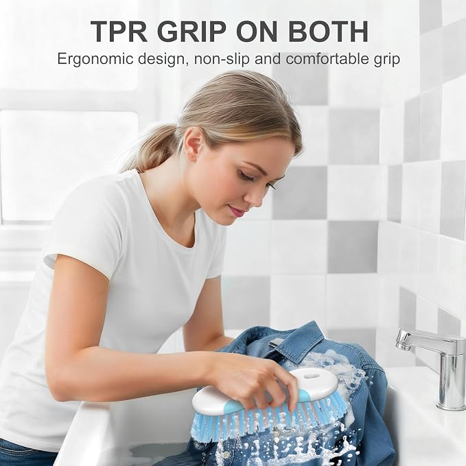SetSail Multi-Purpose Scrub Brush of 2 Pack, Blue | Stiff Bristles Cleaning Brush with Non-Slip Grip Heavy Duty Scrub Brushes for Cleaning Bathroom Kitchen Tile Bathtub Sink