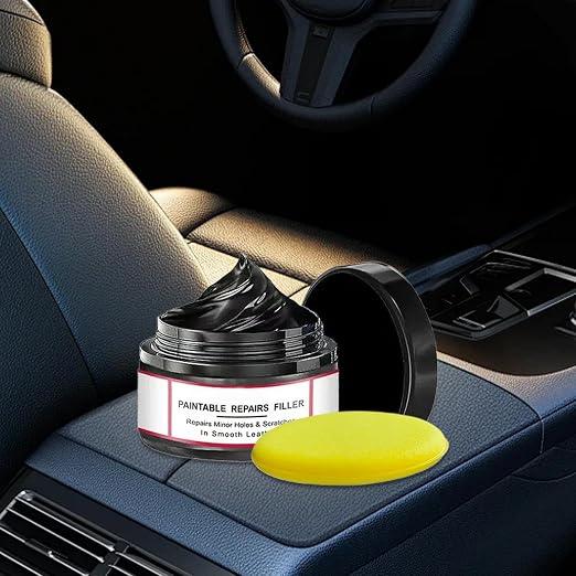 Trim Restorer Automotive 50g Long-Lasting Quick Paste with Sponge | Vehicles Scratch Remover for Interior Leather Dashboard Boat Truck Convertible Garage Home Underseat Maintenance Care