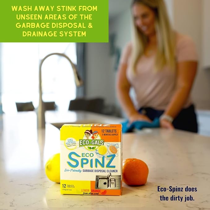 ECO-GALS Eco Spinz Garbage Disposal Soap for Cleaning Kitchen Sinks and Drains 6 ct. Lemon & 6 ct. Orange Citrus Scent