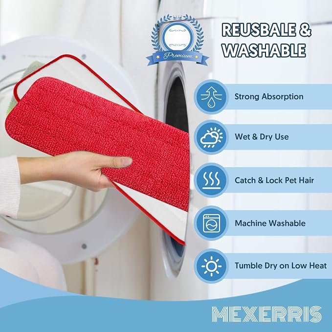 7 Pack Washable Microfiber Mop Pads for Swiffer PowerMop: Wet Mop Refills | Power Mop Refills Multi-purpose, Floor Mop Dust Mop Pads Reusable Replacement, for 13''-15'' Spray Mops Multi-surface Floors