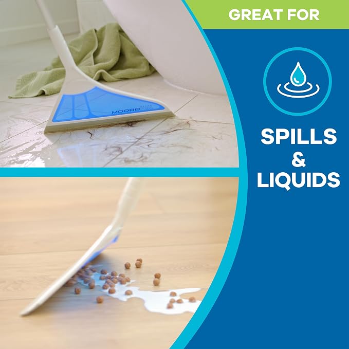 Helio AirBroom 3-Piece Sweeper, Squeegee & Dustpan for Wet/Dry Cleaning | Pet hair broom and squeegee for wet and dry cleaning on floors, windows, carpets, and furniture.