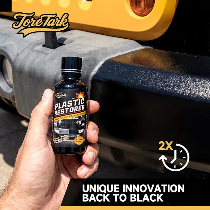 toretark Plastic Restorer for Cars, Not a Dressing, Black Trim Restorer, Ceramic Crystal Coating Highly Concentrated, Lasting Up to 6 Months+ with UV Protection, Restore Automotive Exterior 50ml*2