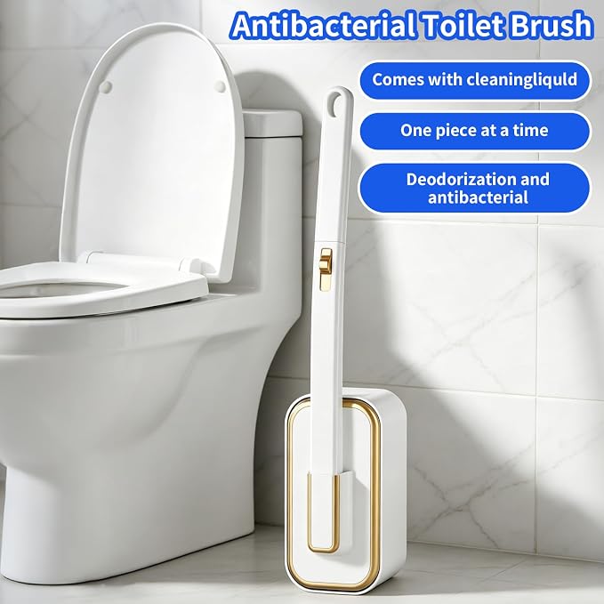 Disposable Toilet Brush Kit with 48 Refill Heads, Holder Storage Caddy Wall-Mounted Toilet Bowl Wand Scrubber for Bathroom Toilet Cleaner Toilet Bowl