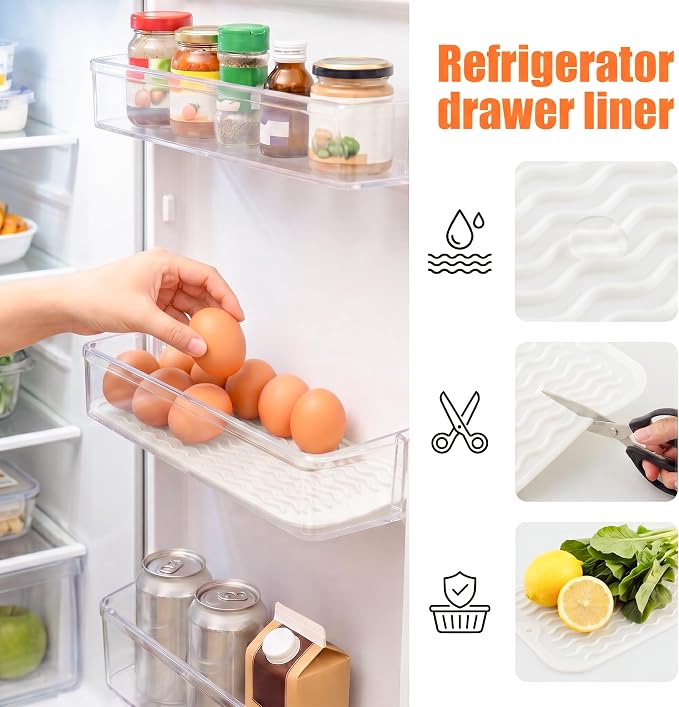 MicoYang Silicone Dish Drying Mat for Multiple Usage,Easy clean,Eco-friendly,Heat-resistant Silicone Mat for Kitchen Counter or Sink,Refrigerator or Drawer Liner White S 12 inches x 6 inches