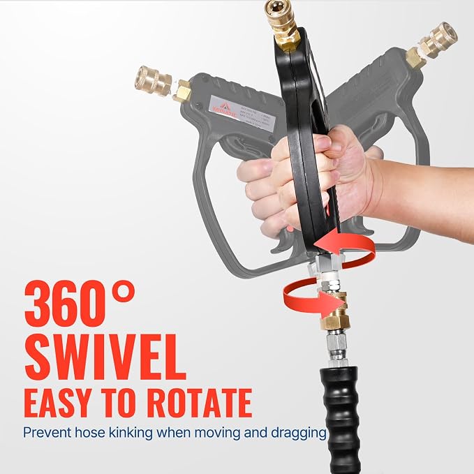 YAMATIC Pressure Washer Gun Stainless Steel Quick Connect | 5000PSI | 3/8" & M22-14 Fitting, Power Washer Stubby Trigger Handle with 1/4" Quick Connect for Foam Cannon Car Wash
