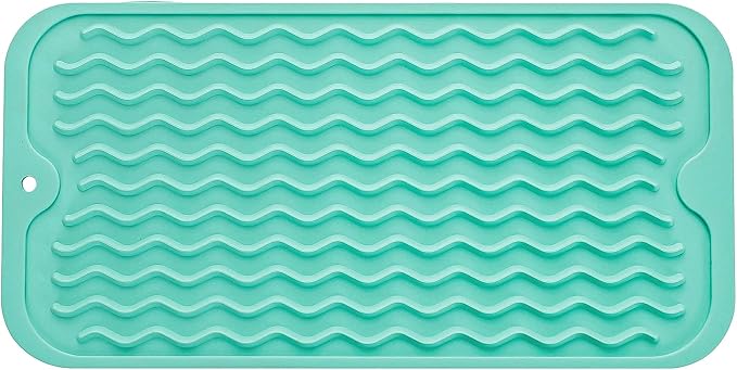 MicoYang Silicone Dish Drying Mat for Multiple Usage,Easy clean,Eco-friendly,Heat-resistant Silicone Mat for Kitchen Counter or Sink,Refrigerator or Drawer Liner Mint S 12 inches x 6 inches