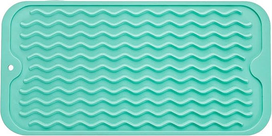 MicoYang Silicone Dish Drying Mat for Multiple Usage,Easy clean,Eco-friendly,Heat-resistant Silicone Mat for Kitchen Counter or Sink,Refrigerator or Drawer Liner Mint S 12 inches x 6 inches