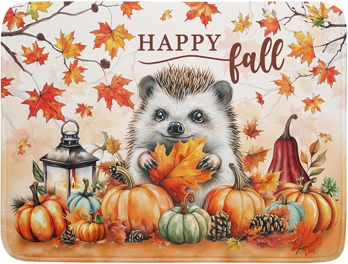 Happy Fall Dish Drying Mat - Large Absorbent Microfiber Drying Pad for Kitchen Counter 18 X 24 in Yellow