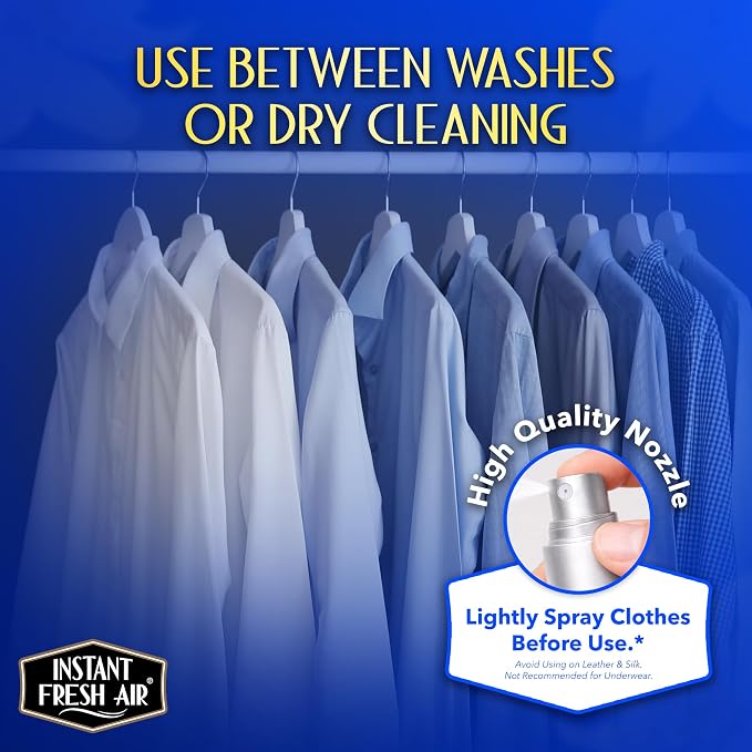 Fabric Freshener Spray & Deodorizer Odor Eliminator - Works Instantly with Noxban™ - Eco-Friendly Fabric Refresher & Odor Neutralizer - Safe for Garments, Linens, Bedding - Men's
