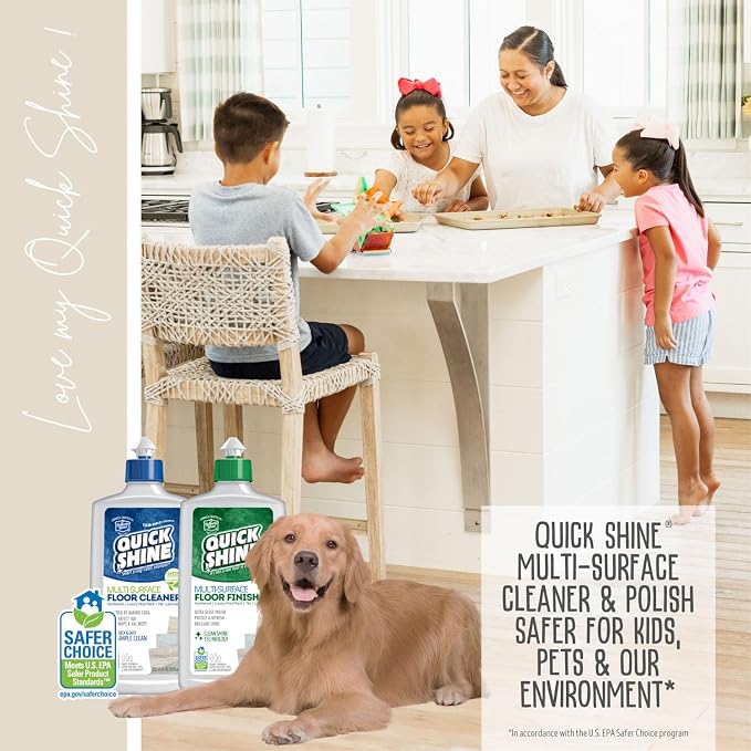 Quick Shine Multi-Surface Floor Care System 27 oz-2 Pk, Clean & Shine | Premium Combo Pack , Streak & Haze Free, Non-slip, pH Neutral, No PFAS, EPA Safer Choice Certified, Made in USA