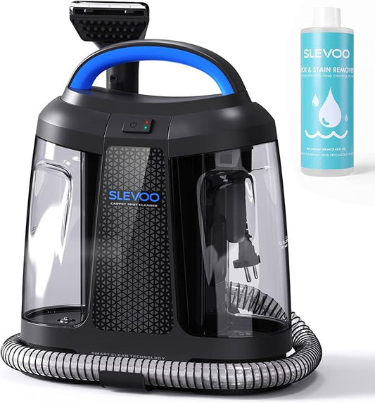 Slevoo 450W Portable Carpet Cleaner Machine with 1 Bottle Cleaning Solutions, Strong Suction Upholstery and Furniture Cleaner for Cleaning Stairs, Car Interiors, for Pet Footprint, Dust, Oil(AU-C003)