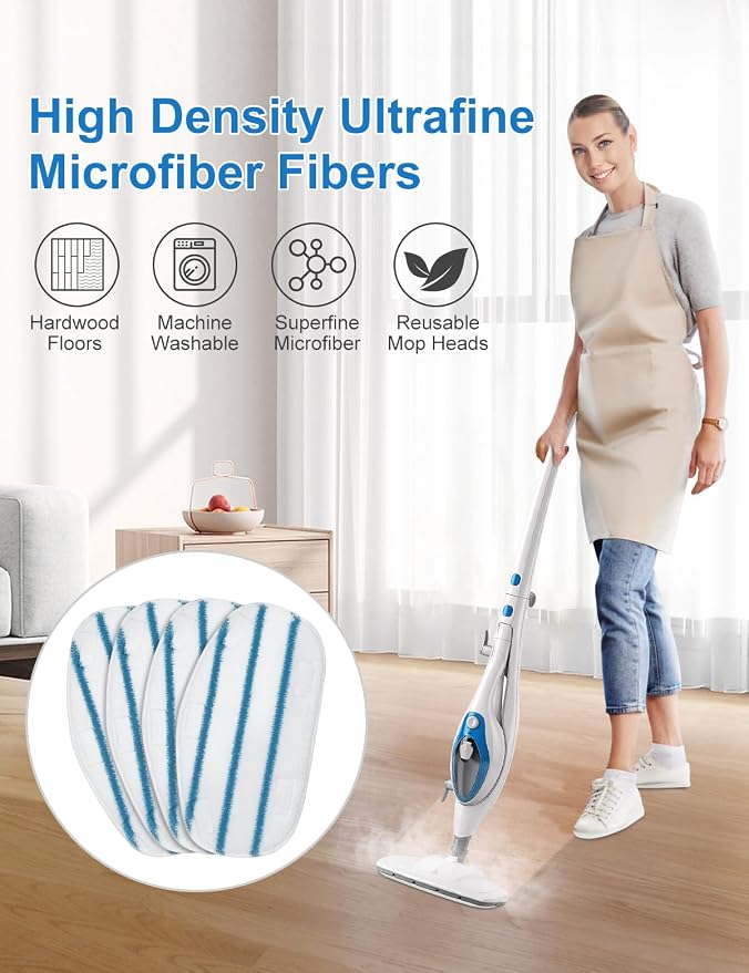 8 Pack Pur Steam Mop Pads Compatible with PurSteam ThermaPro 10-in-1 and 211 Steam Mop Cleaner Microfiber Pur Steam Mop Replacement Pad Washable Reusable Steam Mop Pads for Steamer Floor Cleaning