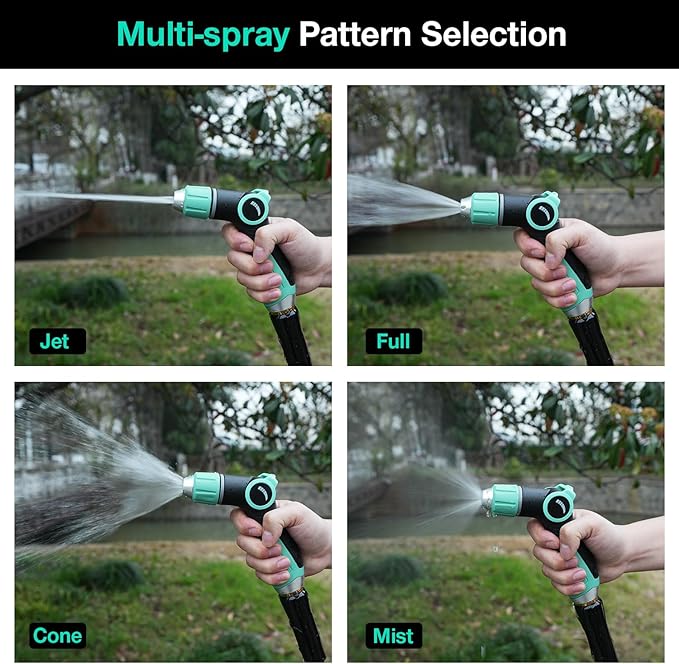 Besiter Garden Hose Nozzle Sprayer High Pressure Water Hose Nozzle with 4 Patterns with Adjustable Spray for Car Washing, Garden Watering, Patio Cleaning and Pets (Blue)