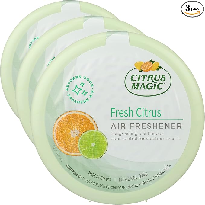 Citrus Magic Odor Absorbing Solid Air Freshener, Fresh Citrus, 8-Ounce, (Pack of 3)