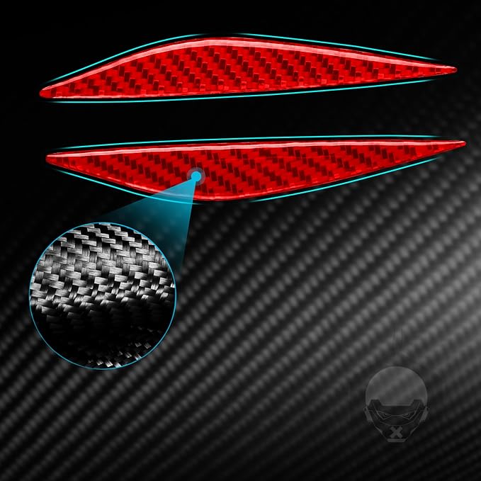 Red Real Carbon Fiber Trim for Tesla Accessories | for Model 3 2017-2022 / Model Y 2020-2024 Side Indicator Turn Signal Panel Sticker Exterior Thick Overlay Decal