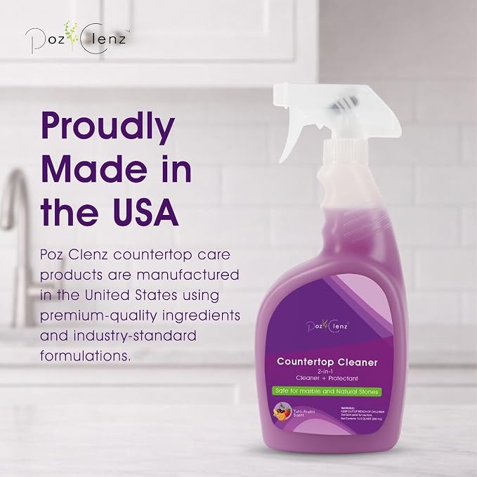 2-in-1 Countertop Cleaner + Protectant. Neutral pH Formula for Marble, Granite, Quartz & Engineered Stone. Safe Around Stainless Steel & All Water-Safe Surfaces.