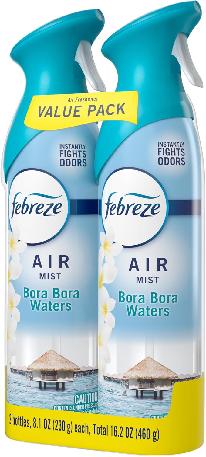 Febreze Air Mist, Air Freshener Spray, Odor Fighting Room Spray, Deodorizer for Home Bathroom Kitchen Office Apartment Dorm Room Classroom, Bora Bora Waters Scent, 8.1oz (Pack of 2)