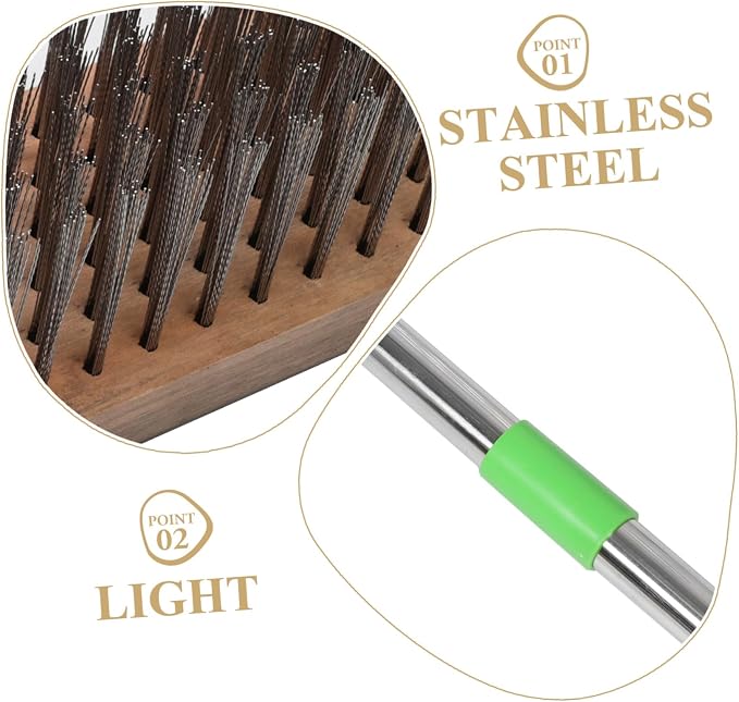 POPETPOP Stainless Steel Wire Scrub Brush Heavy Duty Bristle Tool for Tough Stains for Outdoor Patios Decks Concrete Cleaning Durable and Efficient