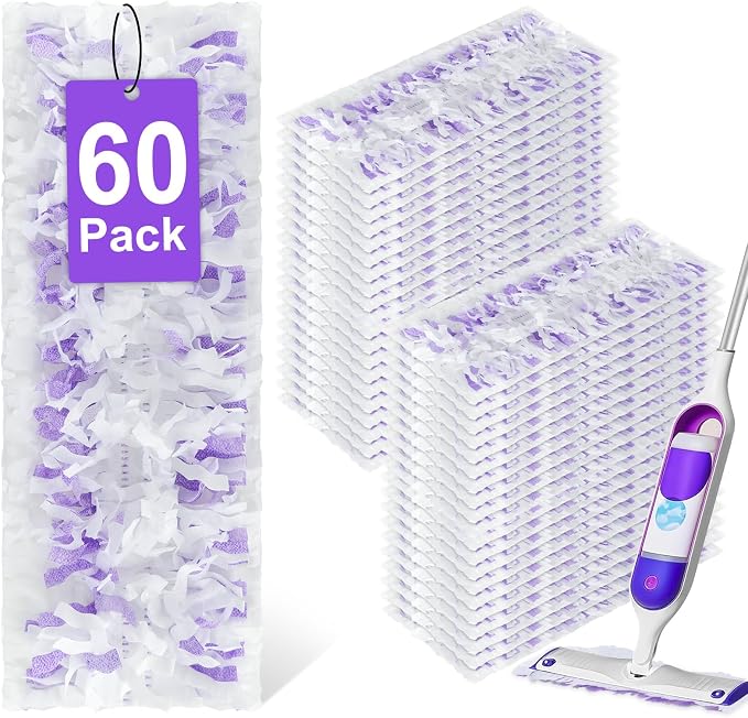 60 Pack Disposable Power Mop Refill Pads for Swiffer PowerMop | Trap Dirt and Pet Hair, Absorb Wet Messes, PowerMop Mopping Multi-Surface Pads for Wet Or Dry Cleaning on Hard Floors