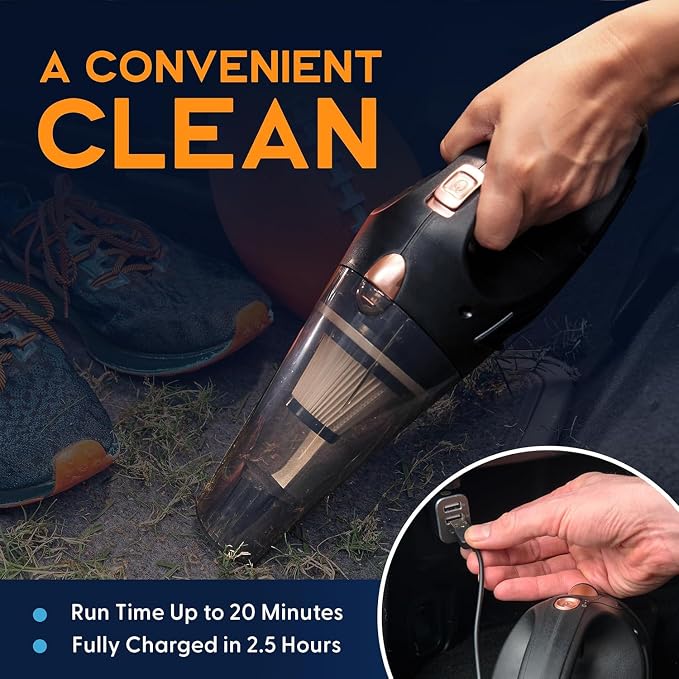 Power Practical Handheld Cordless Vacuum, Portable Car Cleaner with Strong Suction