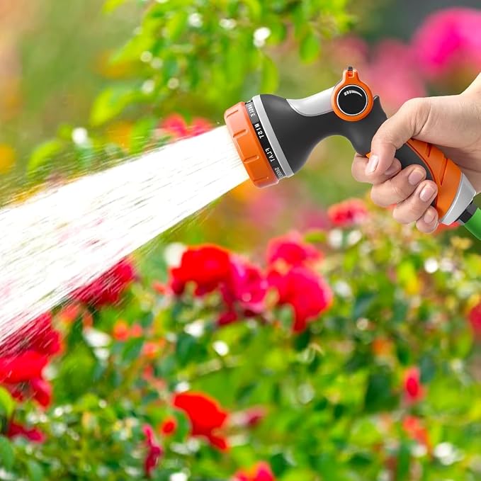 Garden Hose Nozzles,Hose Spray Nozzle with Adjustable 10 Watering Patterns | Slip Resistant High Pressure Water Hose Nozzle Sprayer for Plants & Lawns Watering ,Car Washing and Pet Showering 2Pack