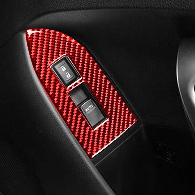 Red Interior Trim Car Window Lift Button Stickers Real Carbon Fiber Accessories Decals Compatible with Subaru BRZ/Scion FR-S/Toyota 86 2016 2017 2018 2019 2020