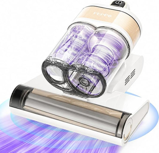 FEPPO Corded Mattress Vacuum Cleaner, 16KPa Handheld Vacuums with 253.7nm UV-C Light, 40,000 Beats/Min Tapping, 140°F Hot Air
