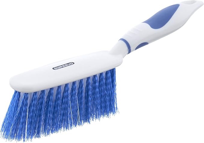 Dustpan and Brush Set, Hand Broom with Ergonomic Grip Handle - Rubber Edge for Easy Dirt Pickup, Durable Material - Grey & Blue Hand Brush by Superio, 2-Pack (Blue, 2-Pack)