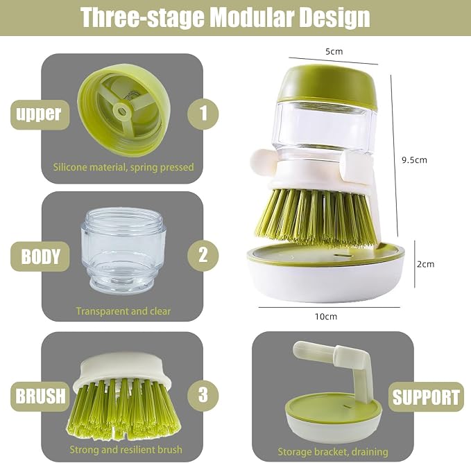 Palm Brush Refills, Dish Brush Replacement Head, 4 Pack