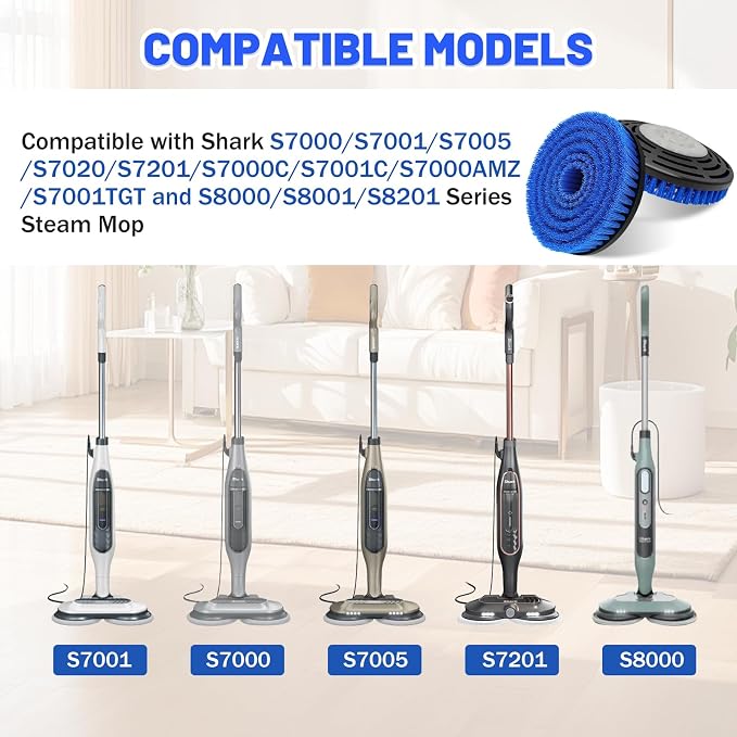 New Upgrade Replacement Brush Heads for Shark S7000/S7001/S7005/S7201/S7000AMZ/S8000/S8001/S8201 Steam Mop Pad, Professional Cleaning and Polishing, Deep Cleaning Hard Floors-2 Pack