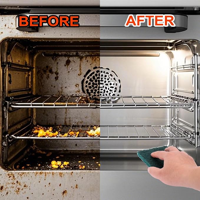 Palksky Heavy Duty Oven Cleaner Tools, Oven Cleaning Accessories, Oven Cleaning Kit with Crevice Cleaning Brush, Razor Blade Scraper, Pumice Stone, Cleaning Rags