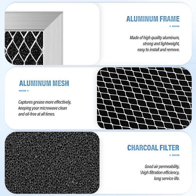 4Pcs JX81L WB02X11550 Microwave Charcoal Filter Replacement, Microwave Filter Replacement for GE 10" x 2.375" Air Carbon Filter