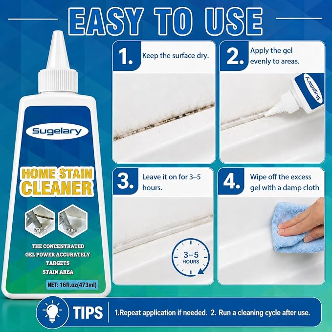 Sugelary Household Washing Machine Cleaner, Home Remover Gel for Refrigerator Strips, Grout Cleaner Best for Home Sink, Kitchen, Showers(16 Fl. oz)