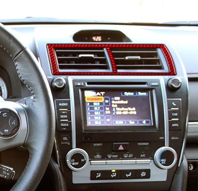 Real Carbon Fiber Trim for Toyota Camry Accessories | for 2012 2013 2014 Dashboard Central A/C Outlet Vent Panel Interior Thick Overlay Decal