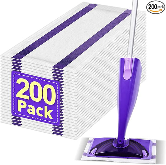 Mop Pads Refills Compatible with WetJet Mop, Disposable Mop Pads for Hardwood Floors, Tile, Laminate & Multi-Surface Cleaning, 200 Pack