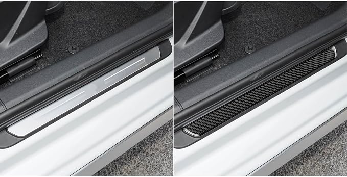 Carbon Fiber Door Sill Guard Stickers Fit for Audi A3 8Y S3 2021-2025 | Door Sill Guard Protections Trim Scuff Plate Decorations | Accessories | Anti-scratch | Self-adhesive