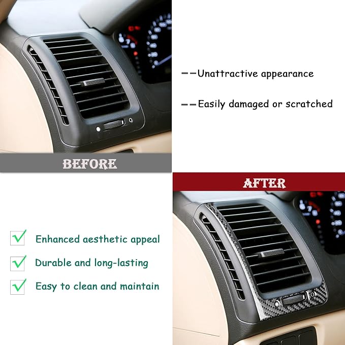 Real Carbon Fiber Trim for Honda Accord Accessories | for 2003 2004 2005 2006 2007，Dashboard Panel Side Air Outlet Vent Cover，Thick Overlay Sticker Decal