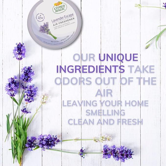 Citrus Magic Odor Absorbing Solid Air Freshener, Lavender Escape, 8 Ounce (Pack of 3)