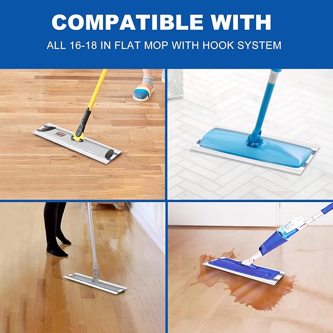 Disposable Mop Replacement Pad, Microfiber Cleaneing Pads for All 16-18'' Hook Loop System Flat Mop, Heavy-Duty Sweeping Cleaner Pads for Multi-Surface Hardwood