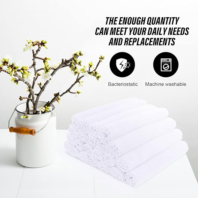 MOONQUEEN Ultra Soft Premium Washcloths Set - 12 x 12 inches - 72 Pack - Quick Drying - Highly Absorbent Coral Velvet Bathroom Wash Clothes (White)