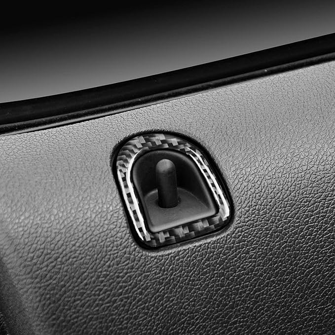 Real Carbon Fiber Trim for Ford Mustang GT Shelby Accessories | for 2005 2006 2007 2008 2009，Inner Door Lock Pin Knob Cover，Thick Overlay Sticker Decal