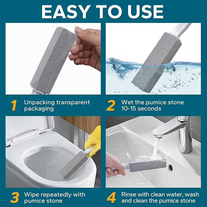 Emycool Pumice Stone Toilet Bowl Cleaner, 8 Pack Toilet Pumice Stone with Handle for Toilet Cleaning, Bathtubs, Sinks, Swimming Pools, Grills