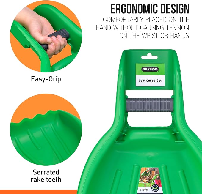 Leaf Collector, Leaf Scoops, Hand Rake for Leaf Picker Upper Gardening Hand Tools, Lawn Cleaning Garden Rake 6 Pairs Leaf Scoop, Green Plastic Leaf Grabber, by Superio