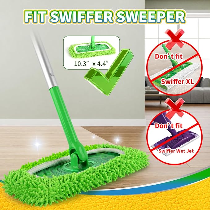 Reusable Microfiber Mop Pads for Swiffer Sweeper Mop, 6 Pack | Wet and Dry Flat mop Cover, Replacement Sweeping Mopping pad Refills for Surface/Hardwood Floor Cleaning