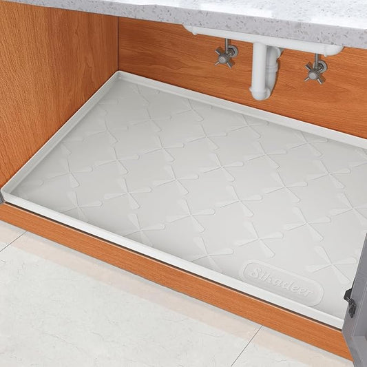 SIKADEER Waterproof Under Sink Mat 28" x 22", Silicone Mat Kitchen Cabinet Liner and Drawer Shelf, Sink Protector for Kitchen Organizers and Storage, Flexible Sink Drip Tray