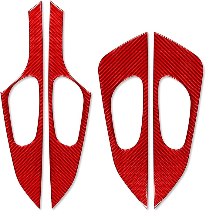 Red Real Carbon Fiber Trim for Nissan Rogue Accessories | for 2014-2020 / Rogue Sport 2017-2022 Inner Door Pull Handle Panel Sticker Interior Thick Overlay Decal