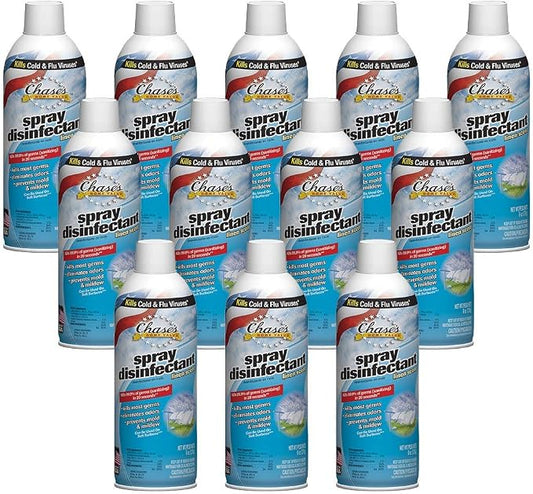 PACK OF 12 - Chases Home Value Disinfectant Spray, Linen, 6 Oz