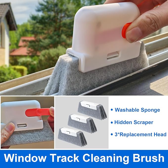 XANGNIER Window Track Cleaning Tools,Window Sill Cleaner Tool Kit,10 Pcs | Sliding Door Track Cleaner,Groove Crevice Seal Cleaning Brush for Tile Lines/Shutter/Car Vents/Air Conditioner/Keyboard