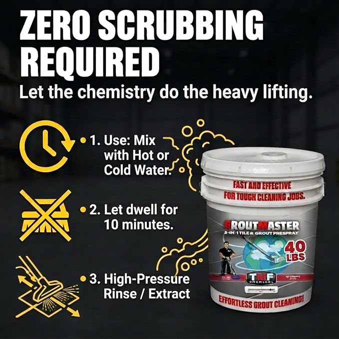 TRUCK MOUNT FORUMS GroutMaster Tile and Grout Cleaner Solution, 40 lbs | Fast-Dissolving Heavy Duty Grout Cleaner Solution, Removes Stains, Grease, and Tough Dirt for Residential & Commercial Use